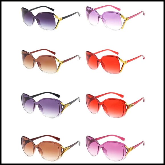 8-Pack Retro Fox Cat Eye Sunglasses, Oversized UV400 Unisex Shades main image 5